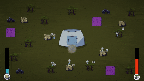 Bots Tots Unity | C# 48 hours | Team of 2 | Game Jam Contributions: Sole Programmer | Added AI bots | Game loop | Integrated animations | Screen/world-space UI